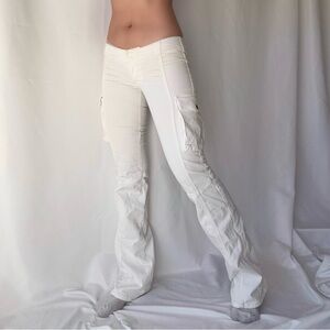 Vintage 90s RARE Guess Jeans Stretchy Cargo Low Waisted Pants in White